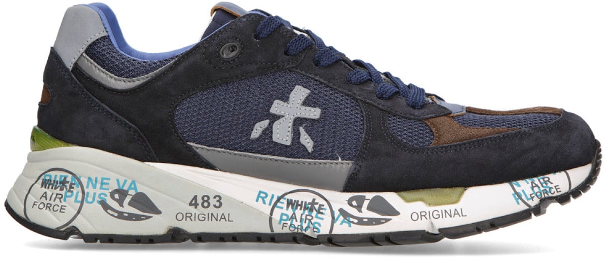Premiata Sneakers Mase 6423 in suede e tessuto tecnico blu Blauw