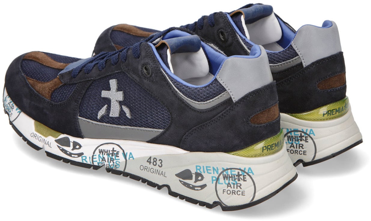 Premiata Sneakers Mase 6423 in suede e tessuto tecnico blu Blauw