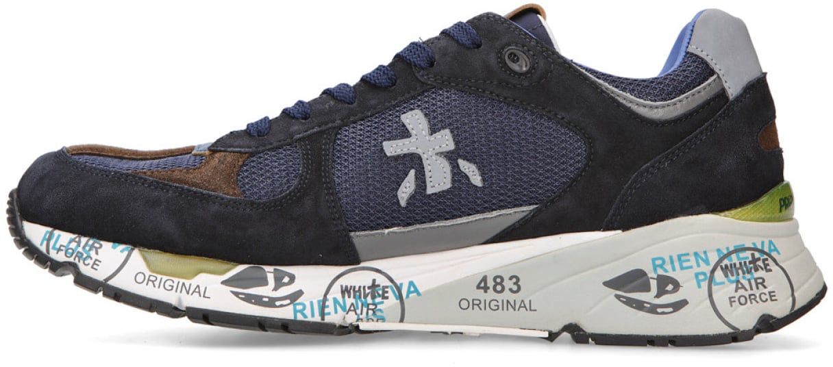 Premiata Sneakers Mase 6423 in suede e tessuto tecnico blu Blauw