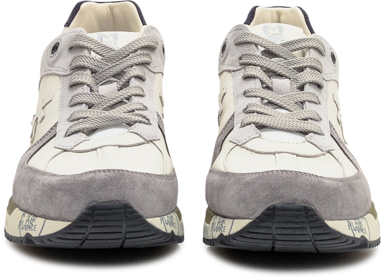 Premiata Premiata Sneakers in Pelle e Suede Bianco e Grigio Grijs