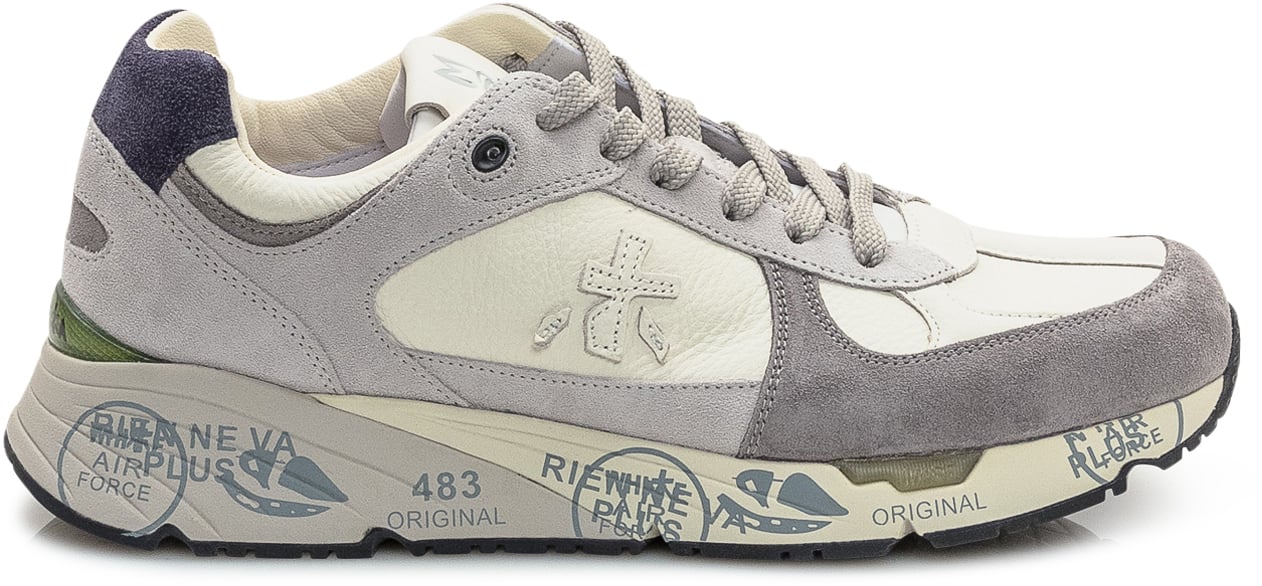 Premiata Premiata Sneakers in Pelle e Suede Bianco e Grigio Grijs