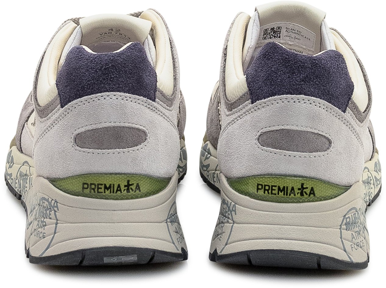 Premiata Premiata Sneakers in Pelle e Suede Bianco e Grigio Grijs