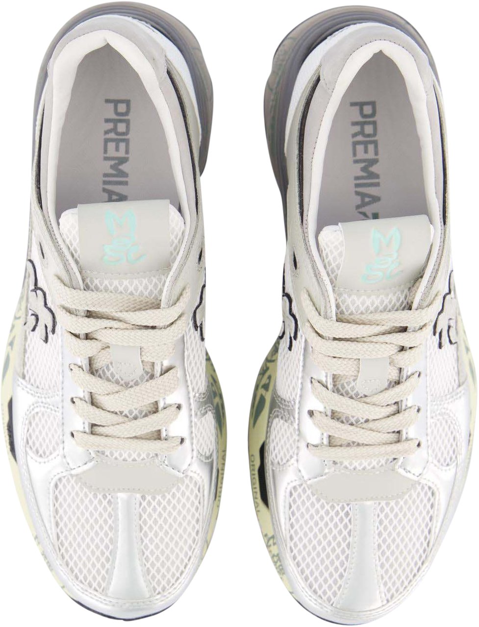 Premiata Dames Mased Sneaker Wit/Zilver Wit