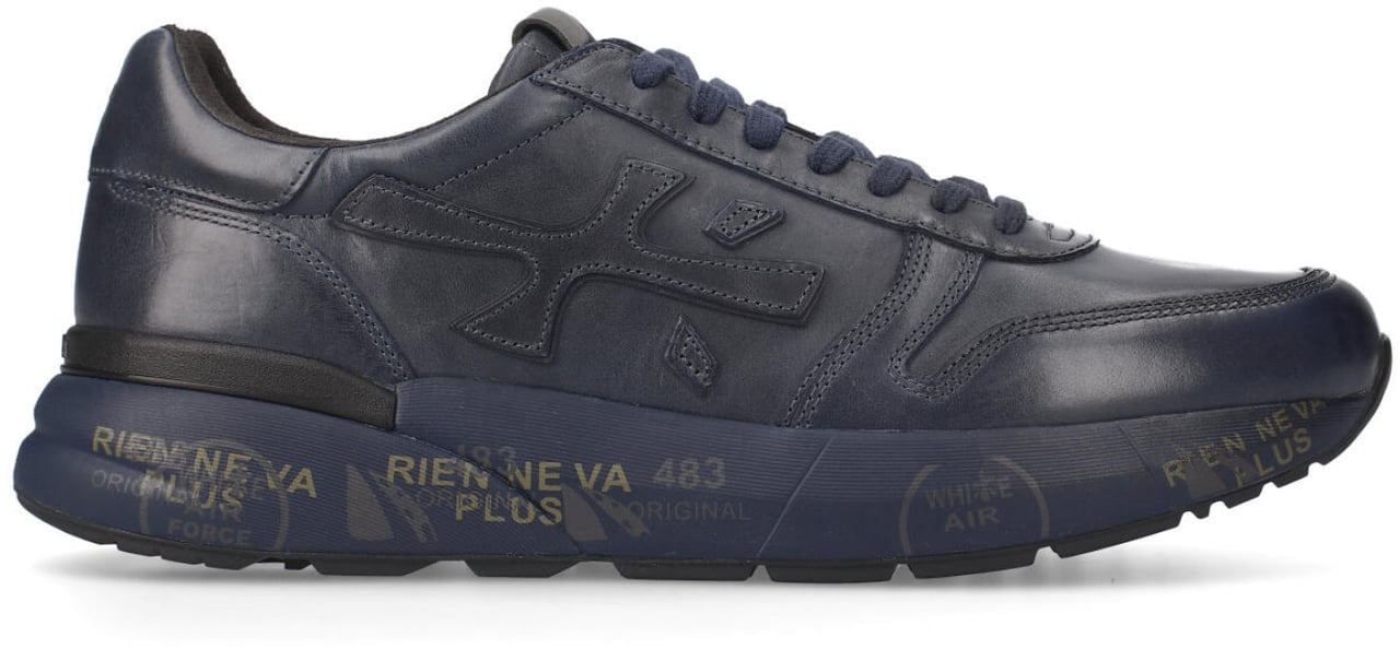 Premiata Sneakers Mick in pelle blu delavata Blauw