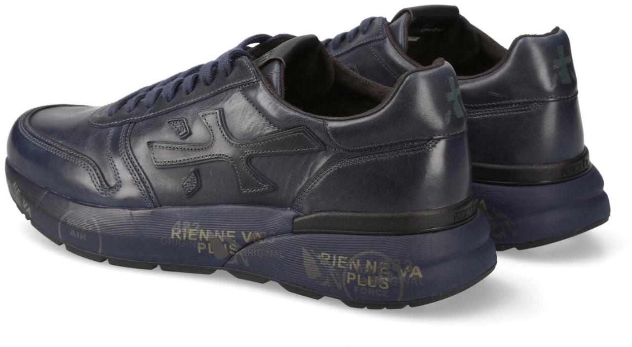 Premiata Sneakers Mick in pelle blu delavata Blauw