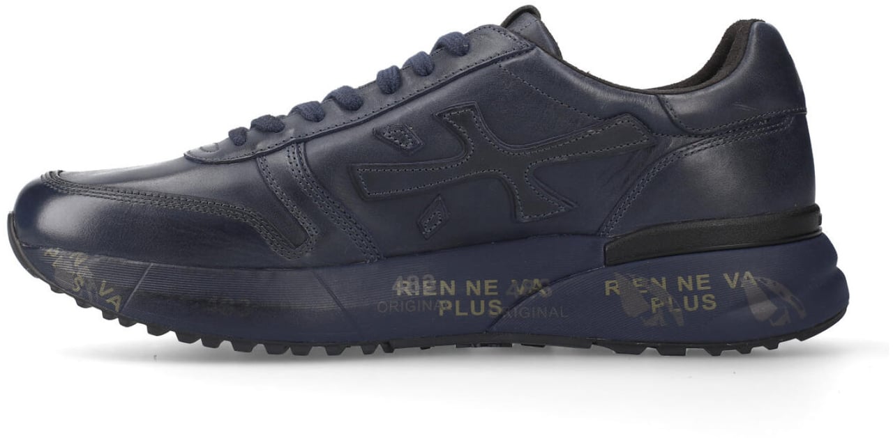 Premiata Sneakers Mick in pelle blu delavata Blauw