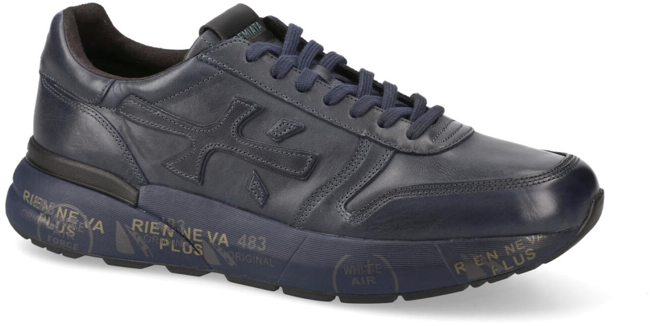 Premiata Sneakers Mick in pelle blu delavata Blauw