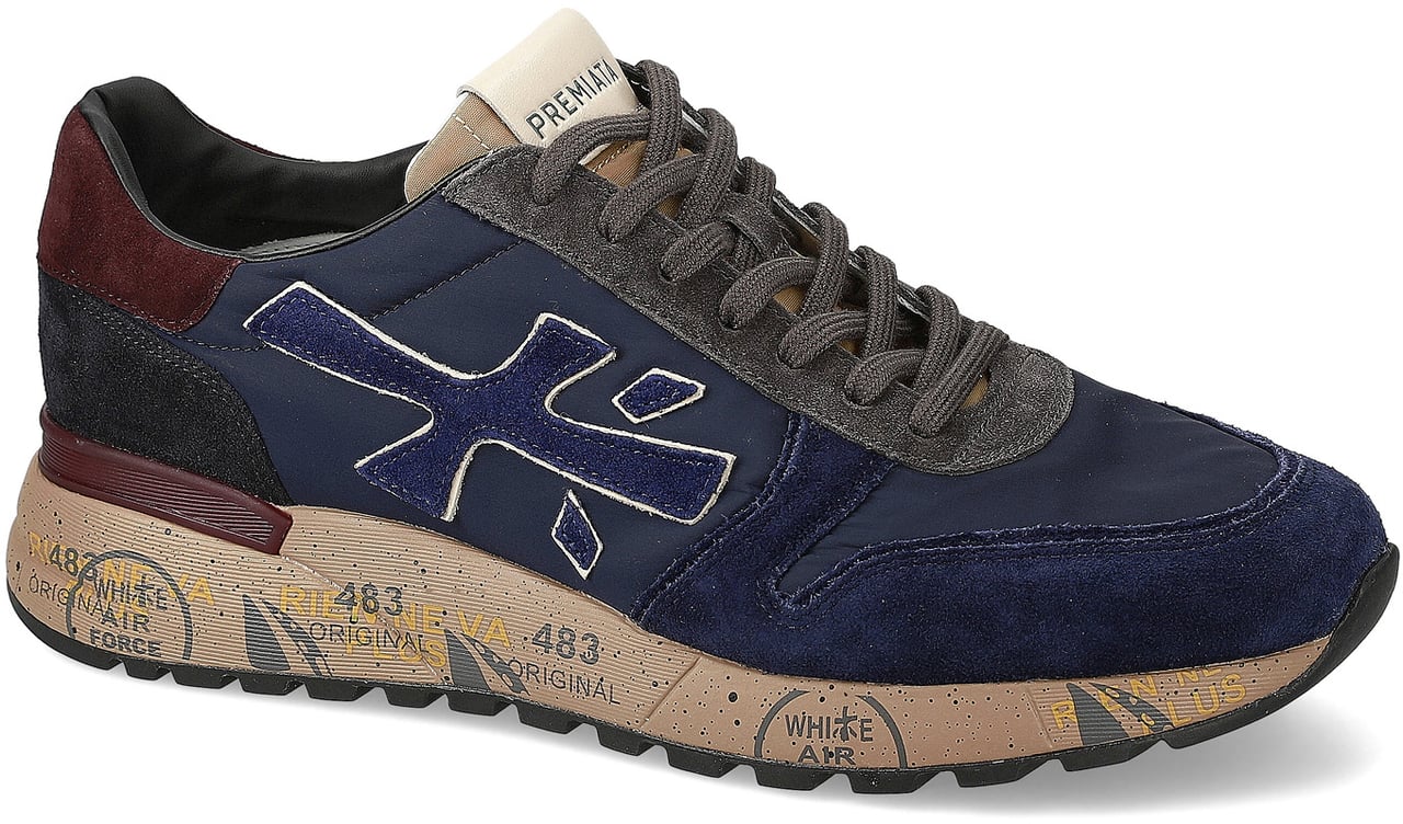 Premiata Sneakers Mick in suede e tessuto tecnico blu Blauw