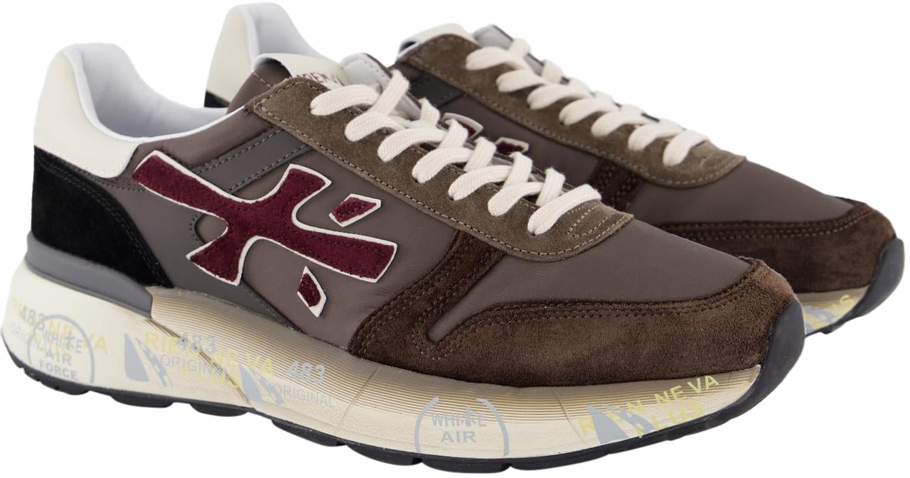 Premiata Heren Mick Sneaker Bruin/Rood Bruin