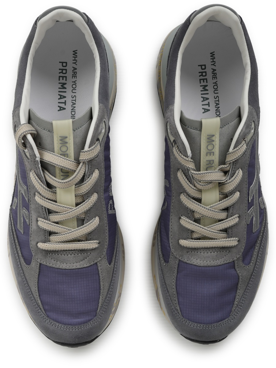 Premiata Moerun Layered Sole Textured Sneakers Grijs