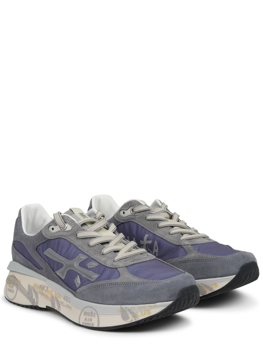 Premiata Moerun Layered Sole Textured Sneakers Grijs