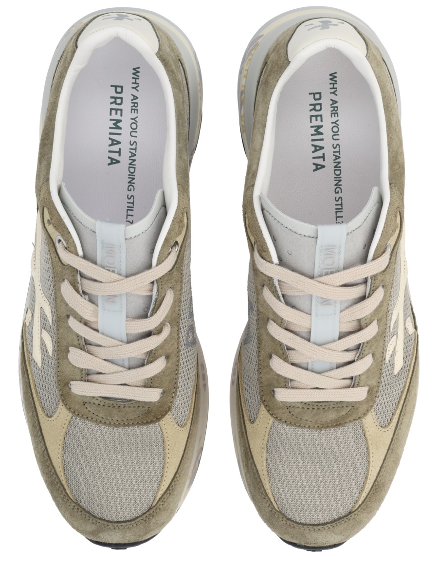 Premiata Beige Moerun Suede Mesh Sneakers Neutraal