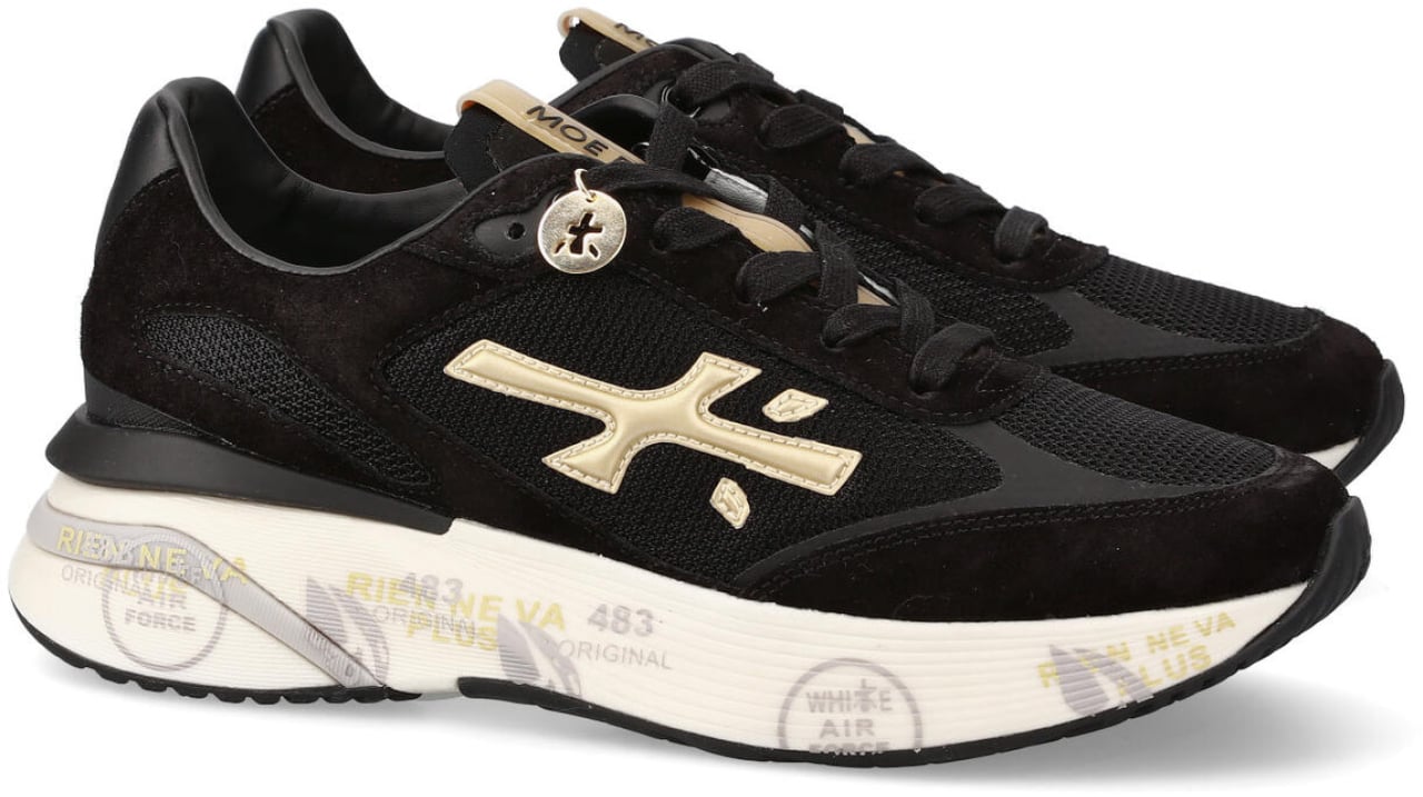 Premiata Sneakers Moerund in suede e tessuto tecnico nero Zwart