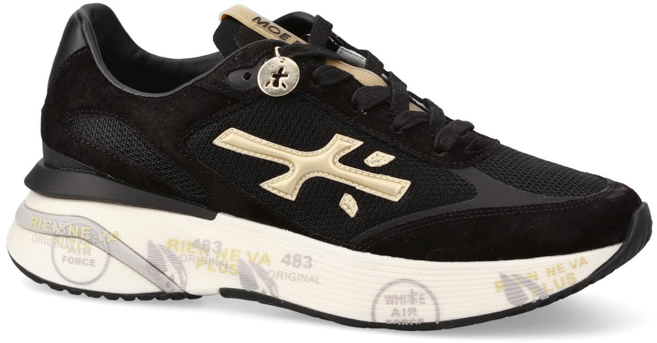 Premiata Sneakers Moerund in suede e tessuto tecnico nero Zwart