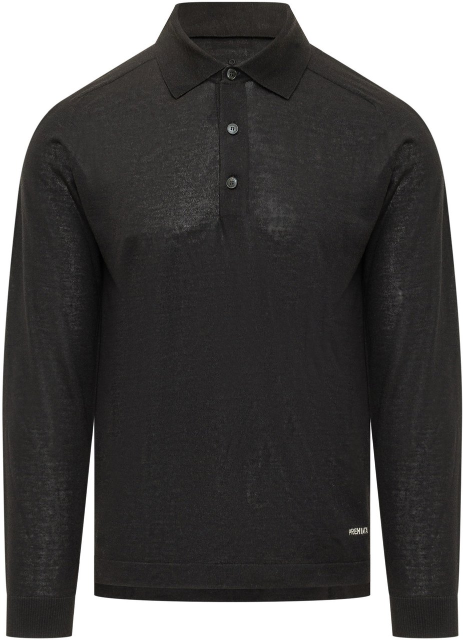 Premiata Polo in Maglia a Maniche Lunghe Zwart
