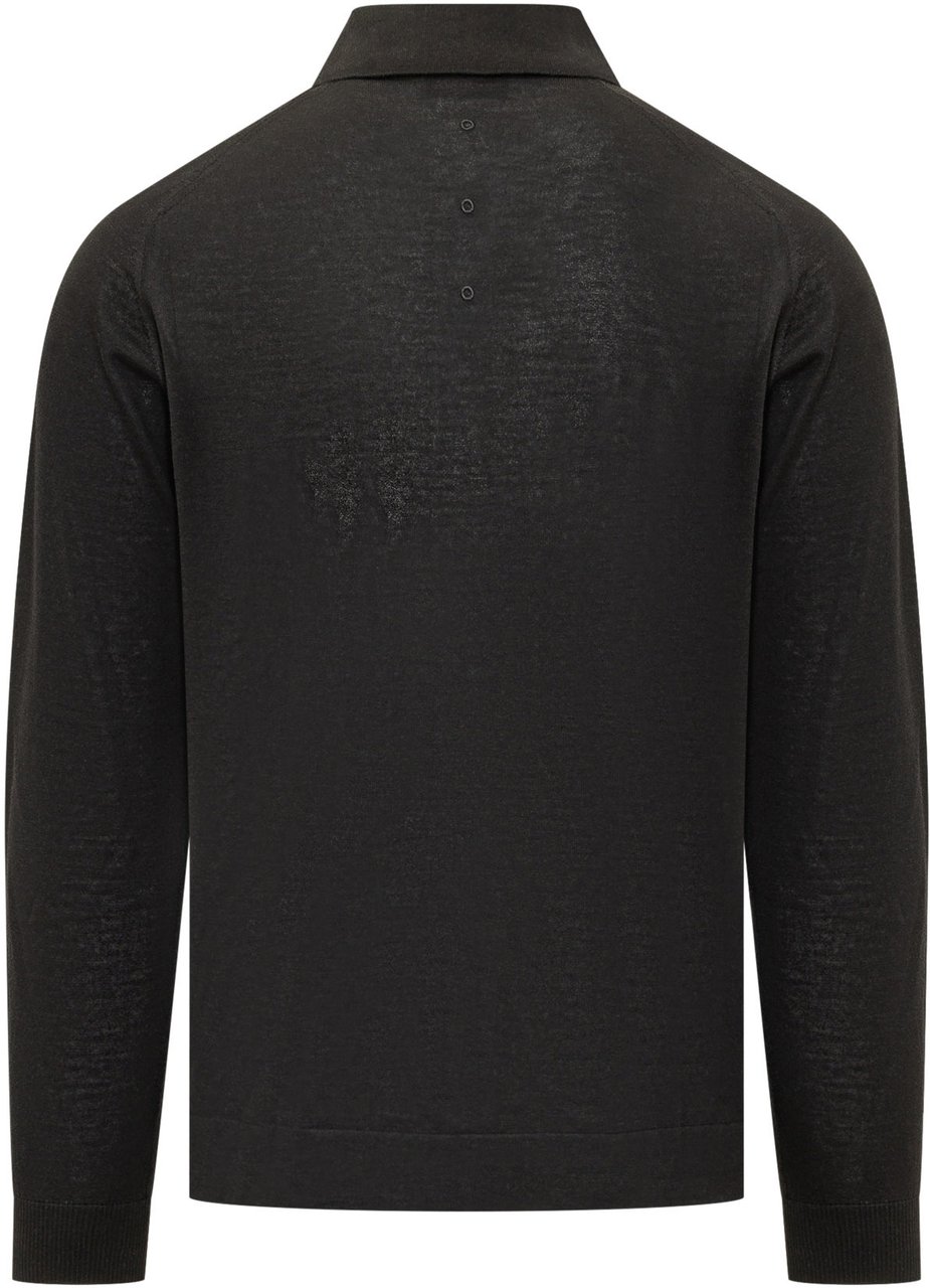 Premiata Polo in Maglia a Maniche Lunghe Zwart