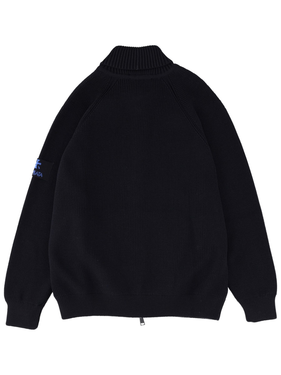 Premiata Black Ribbed Knit Zip-Through Knit Zwart