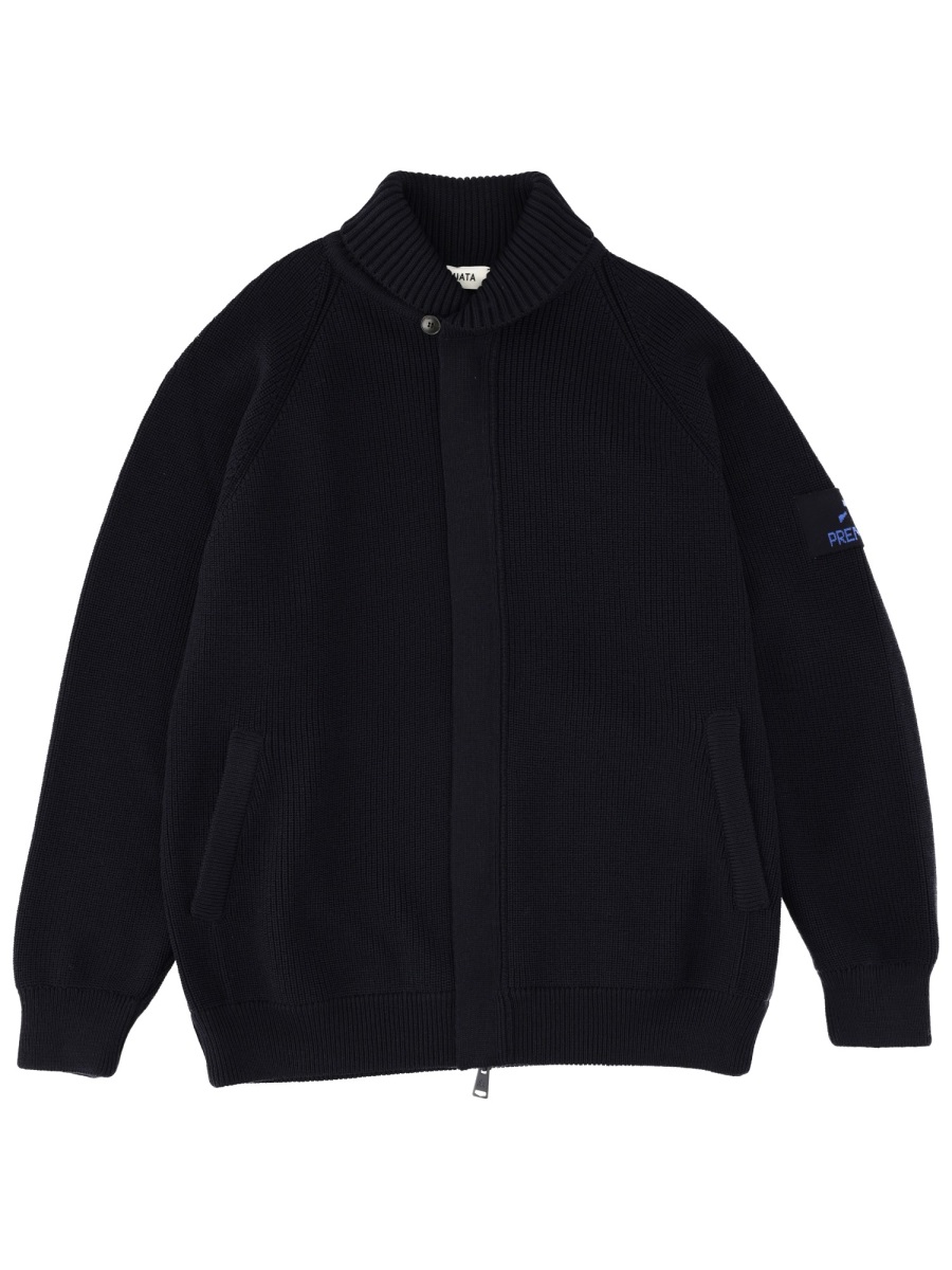 Premiata Black Ribbed Knit Zip-Through Knit Zwart