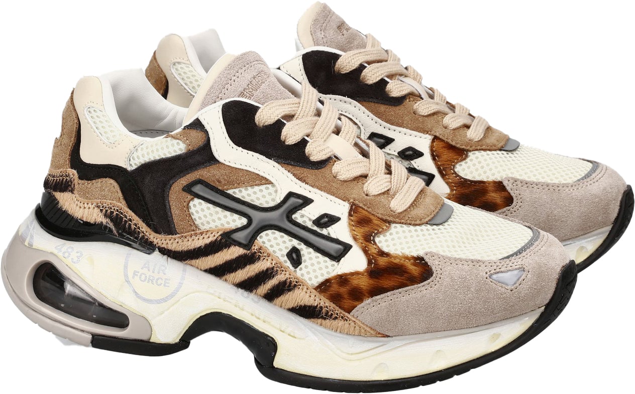 Premiata Sharkyd 425 Animalier Leo Taupe Dierenprint