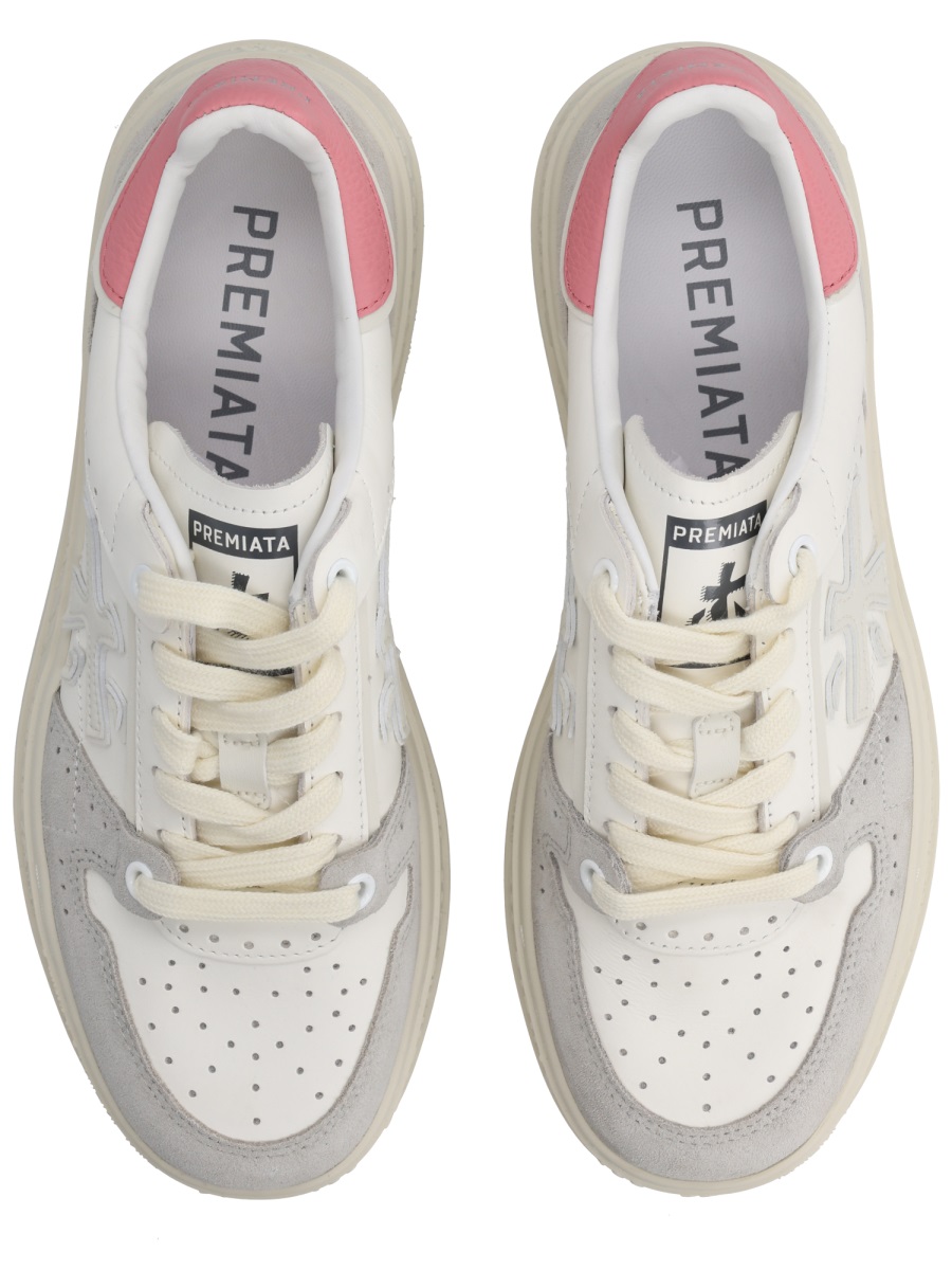 Premiata Quinnd 8214 Goat Leather Sneakers Grijs