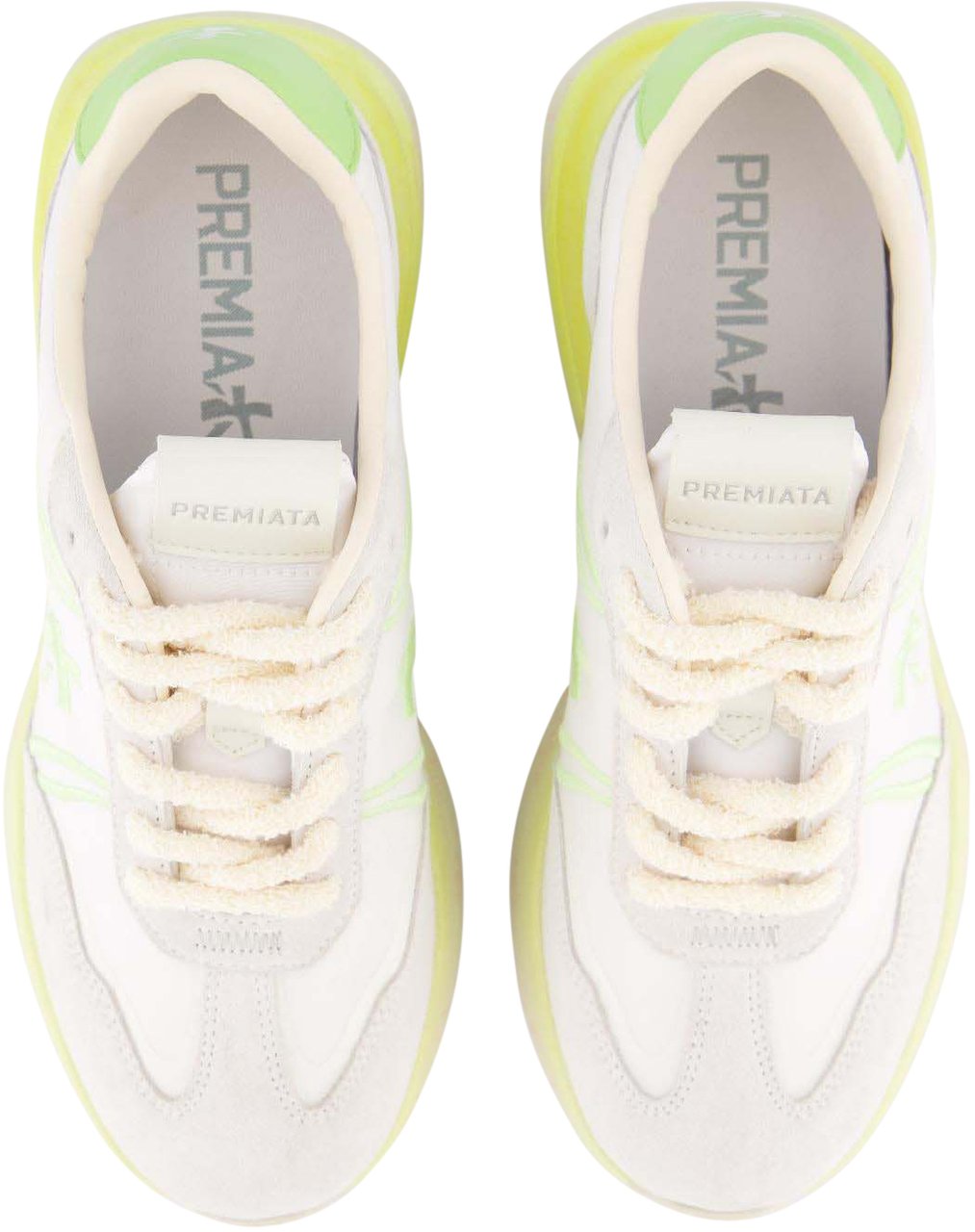 Premiata Dames Cassie Sneaker Wit/Lime Wit