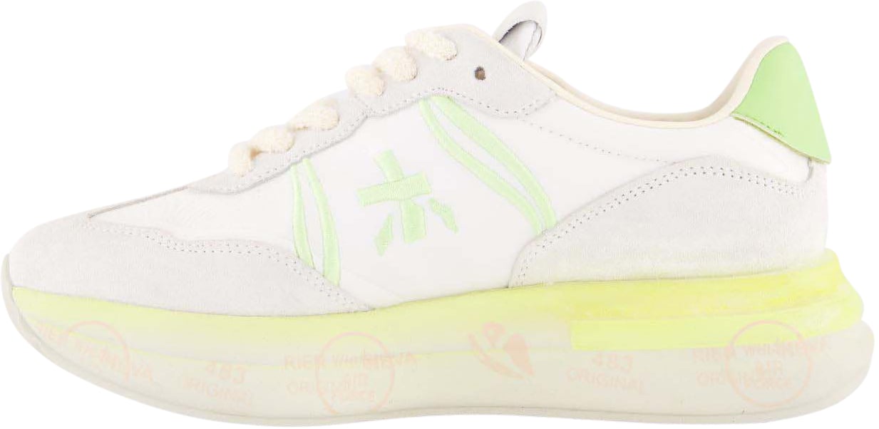 Premiata Dames Cassie Sneaker Wit/Lime Wit