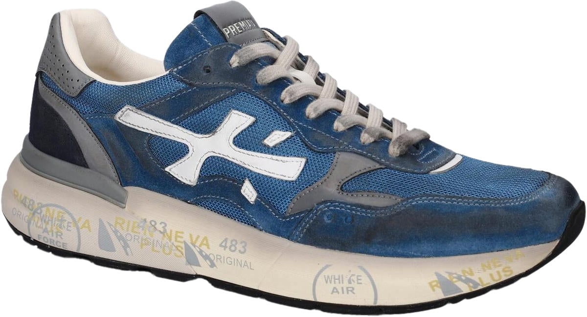 Premiata Heren Mick Sneaker Blauw Blauw