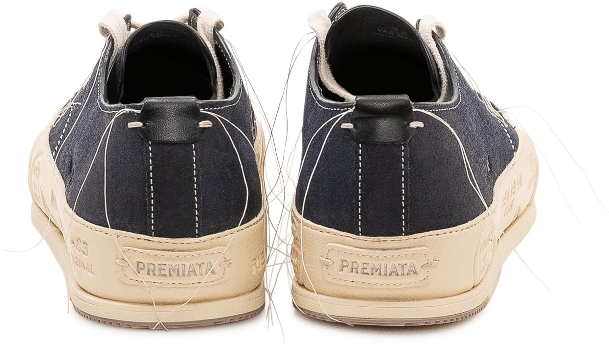 Premiata Sneakers Vincent 015 con Lacci e Logo Laterale Navy