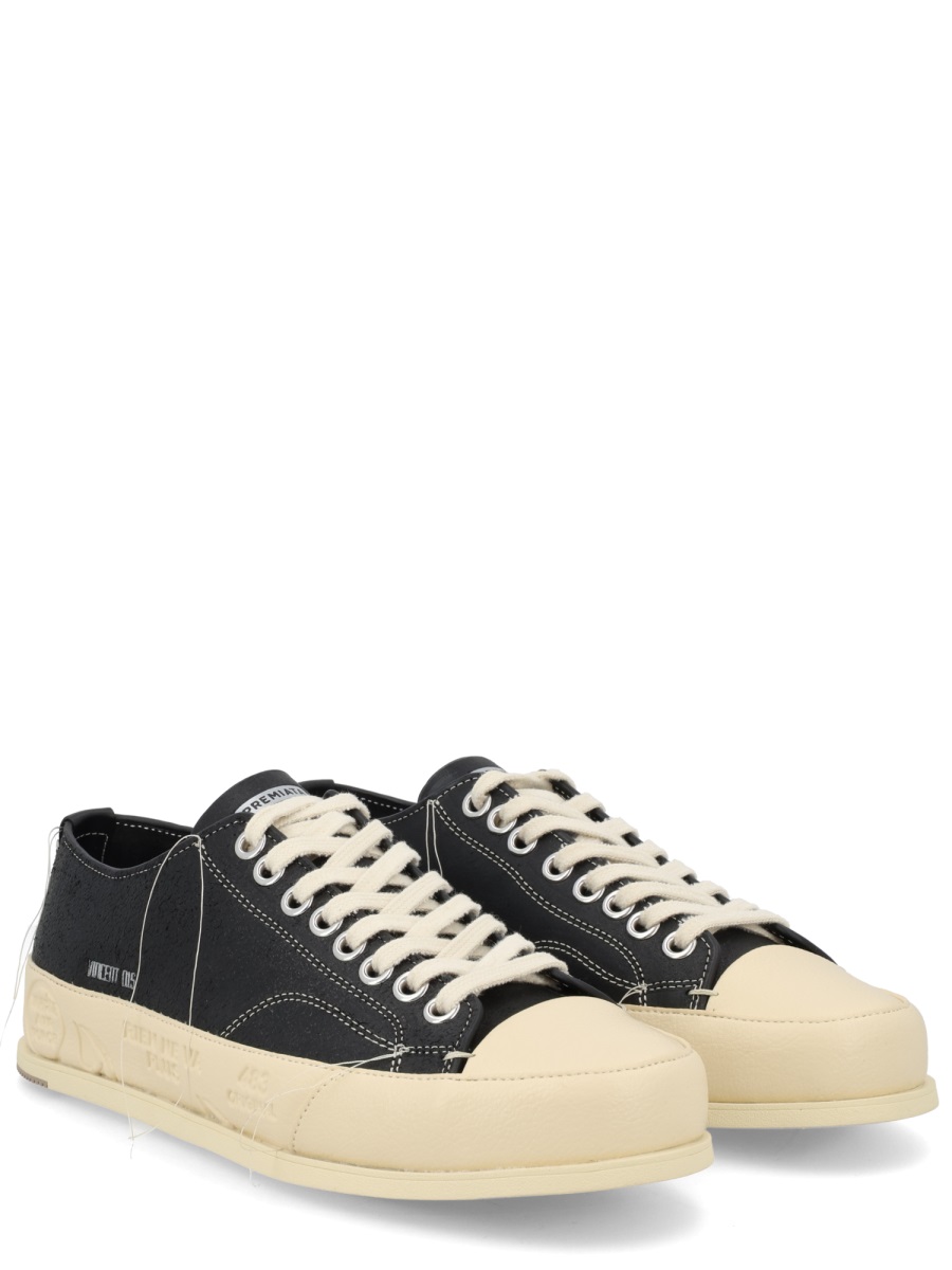 Premiata Vincent Black Calfskin Low Sneakers Neutraal