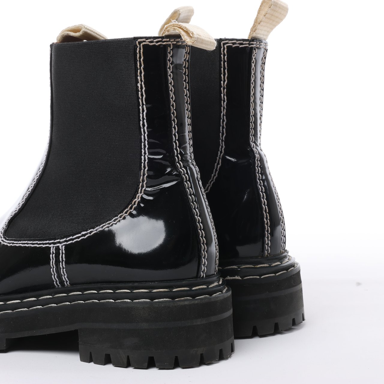 Proenza Schouler Proenza Schouler Topstitched Leather Chelsea Boots in Black, Size 38.5 EU Zwart