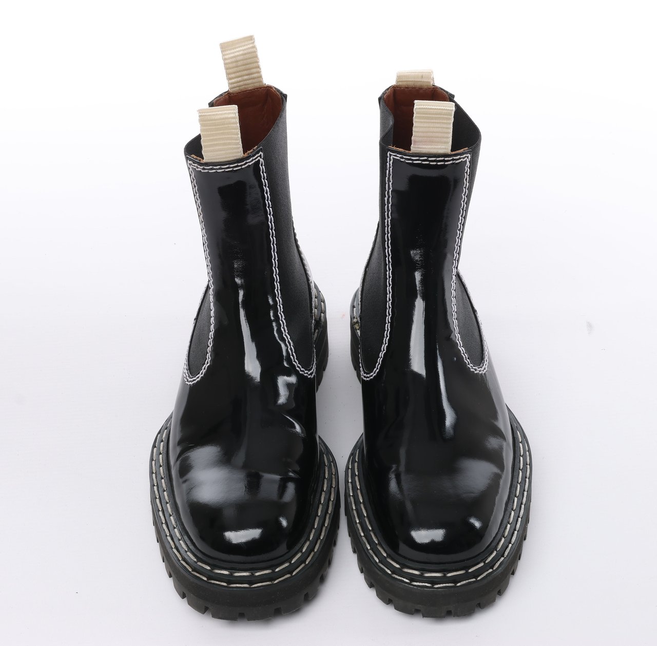 Proenza Schouler Proenza Schouler Topstitched Leather Chelsea Boots in Black, Size 38.5 EU Zwart