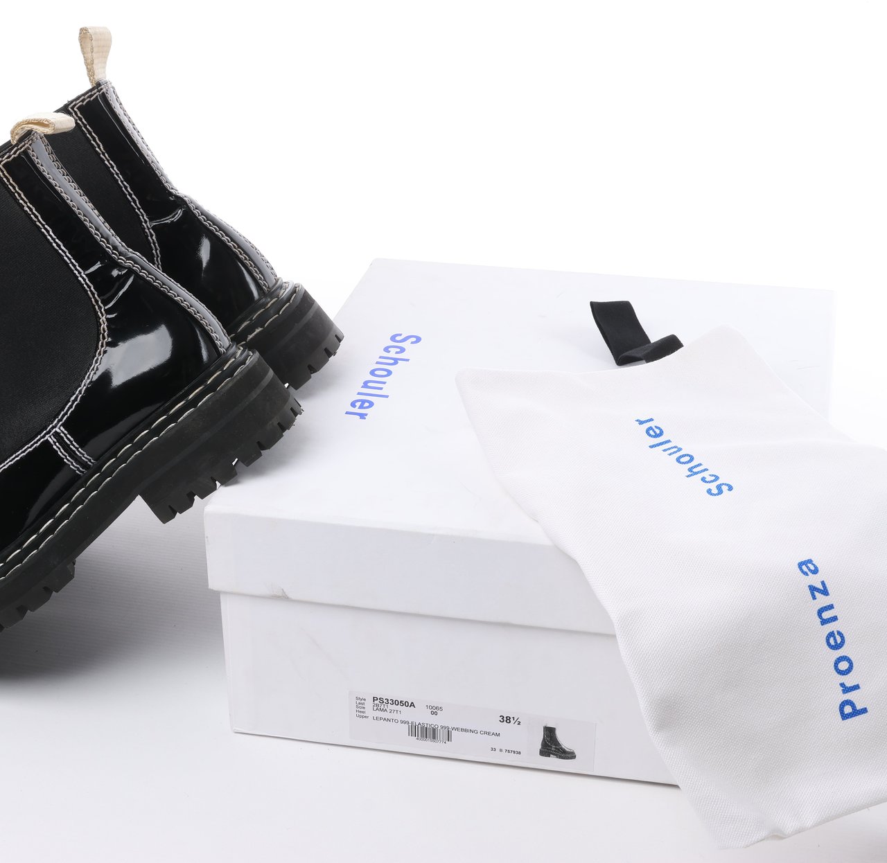 Proenza Schouler Proenza Schouler Topstitched Leather Chelsea Boots in Black, Size 38.5 EU Zwart