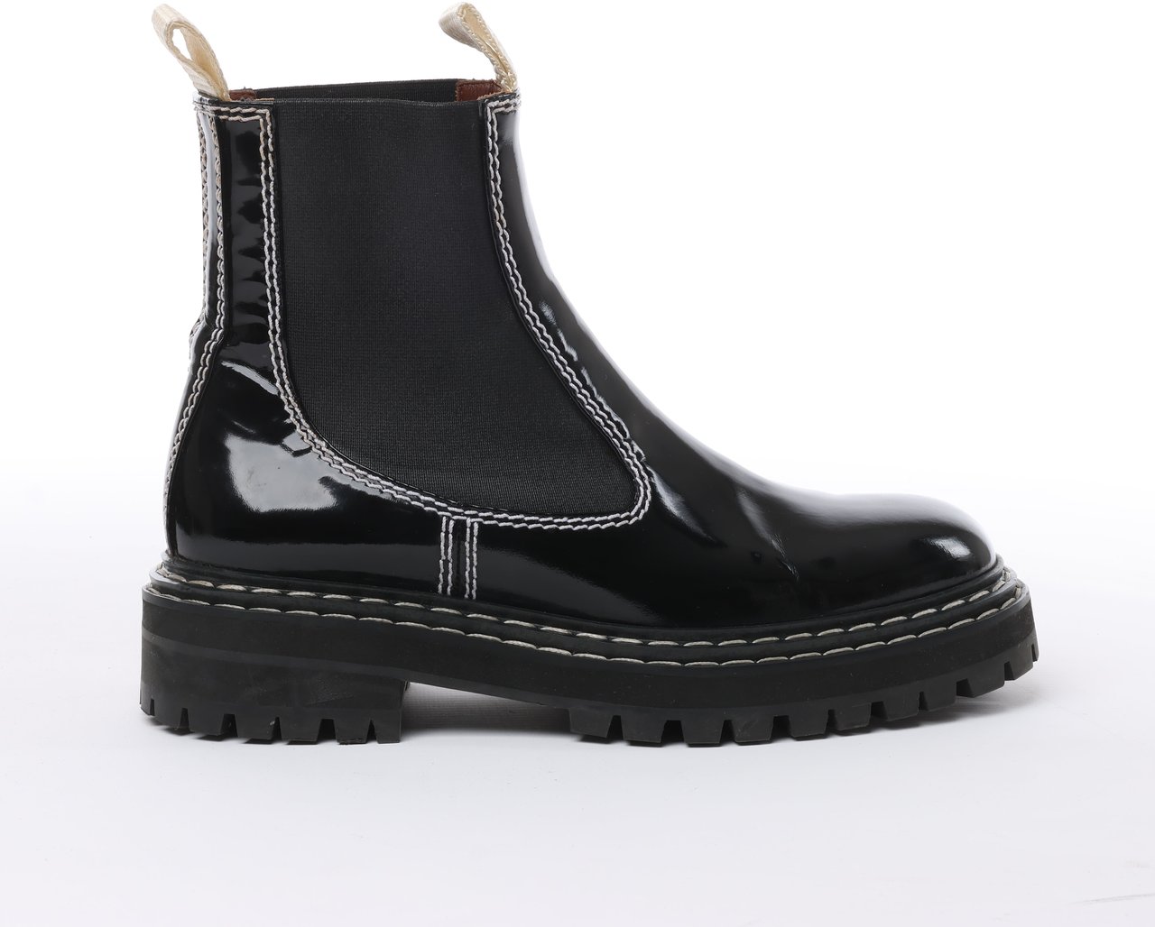 Proenza Schouler Proenza Schouler Topstitched Leather Chelsea Boots in Black, Size 38.5 EU Zwart