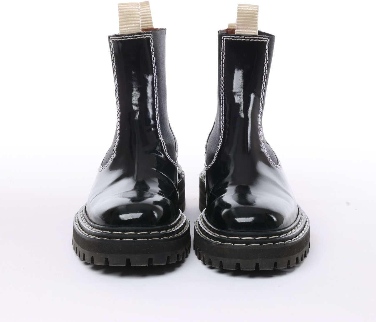 Proenza Schouler Proenza Schouler Topstitched Leather Chelsea Boots in Black, Size 38.5 EU Zwart