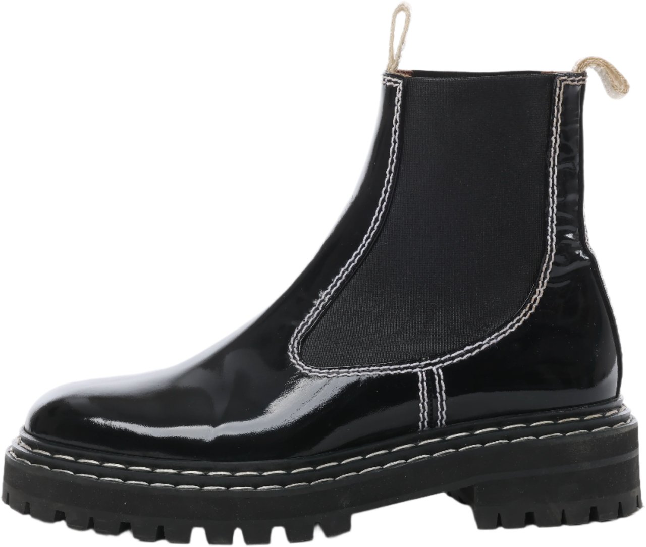 Proenza Schouler Proenza Schouler Topstitched Leather Chelsea Boots in Black, Size 38.5 EU Zwart