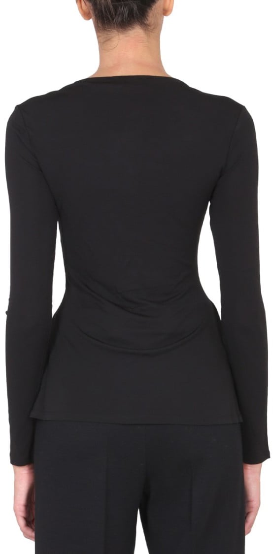 Proenza Schouler V-Neck Matte Crepe Top Zwart
