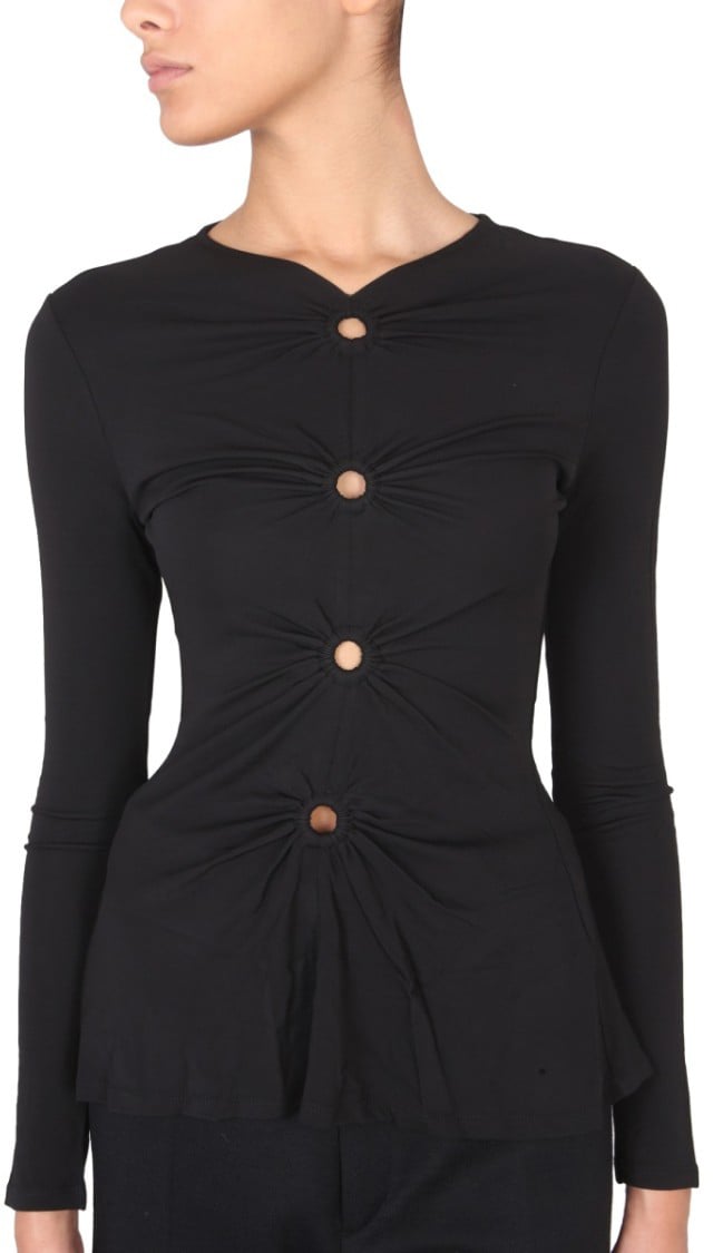 Proenza Schouler V-Neck Matte Crepe Top Zwart