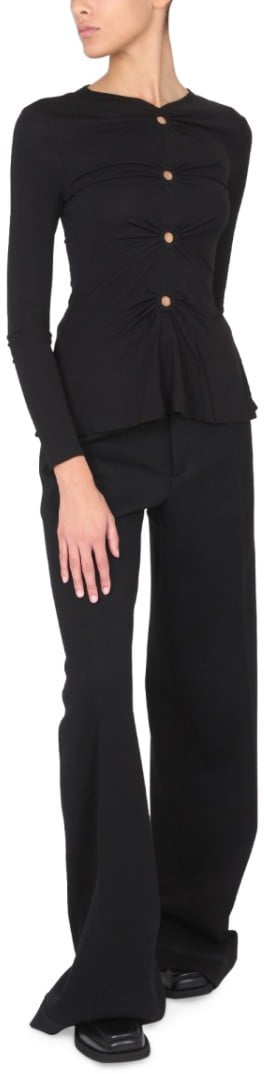 Proenza Schouler V-Neck Matte Crepe Top Zwart