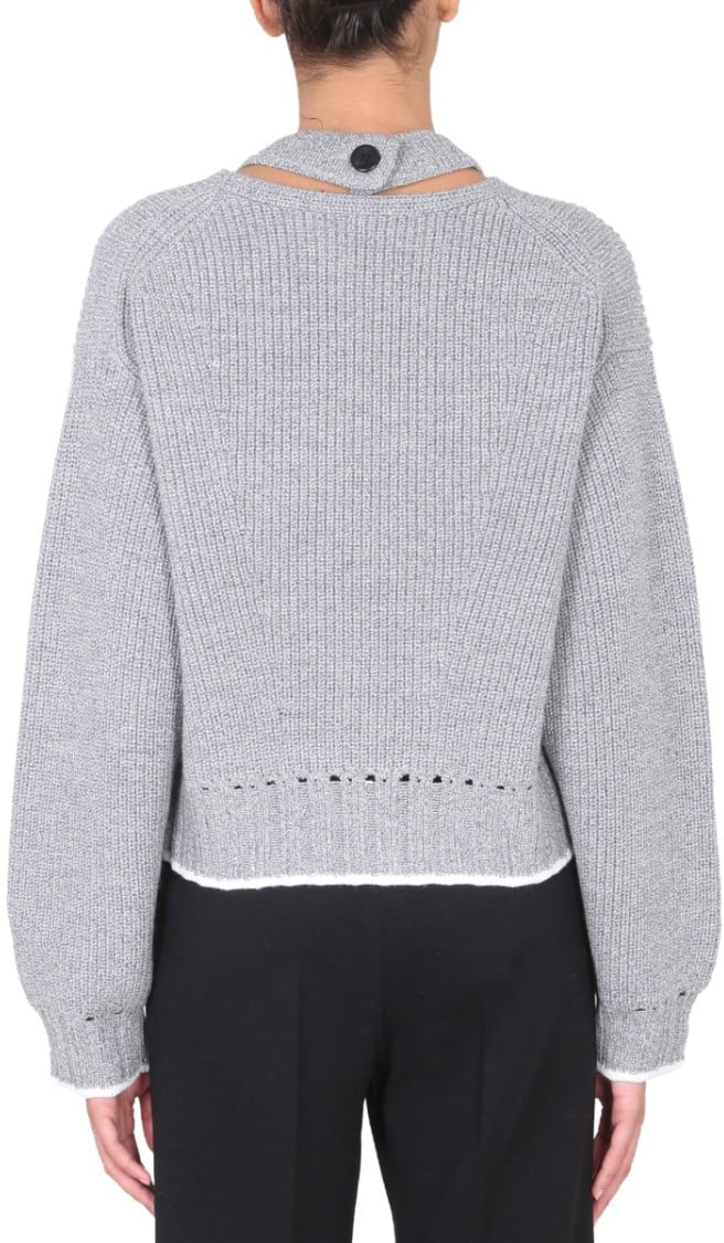 Proenza Schouler Turn-Neck Wool Jersey Sweater Wit