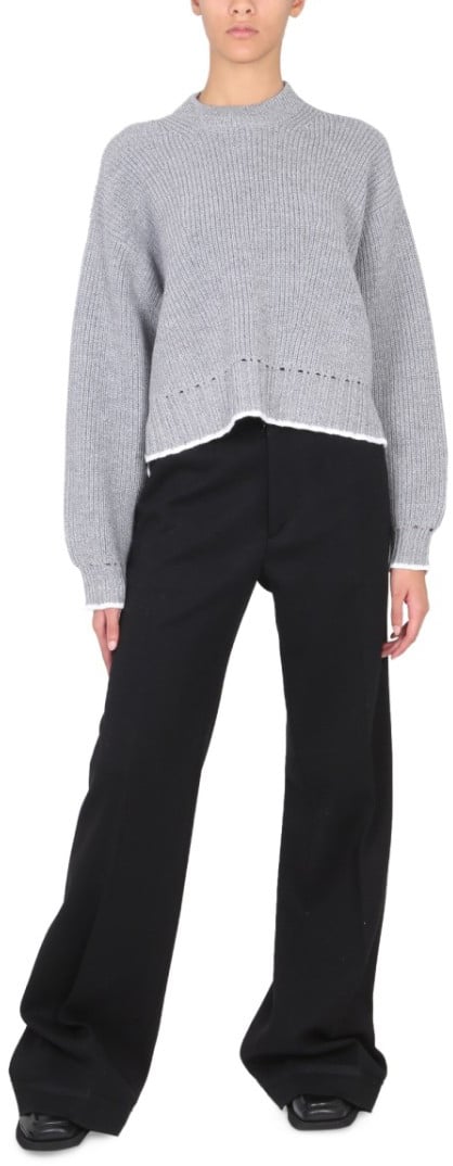 Proenza Schouler Turn-Neck Wool Jersey Sweater Wit