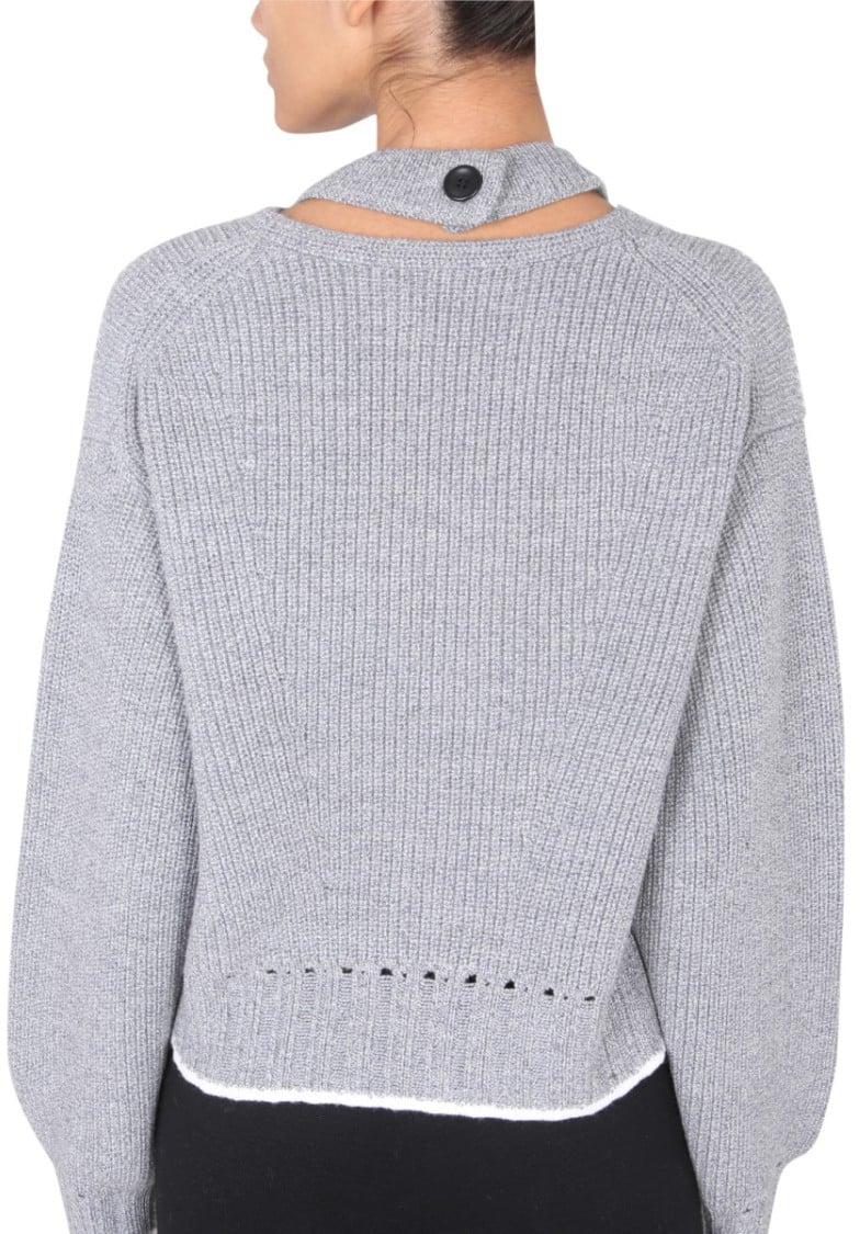 Proenza Schouler Turn-Neck Wool Jersey Sweater Wit