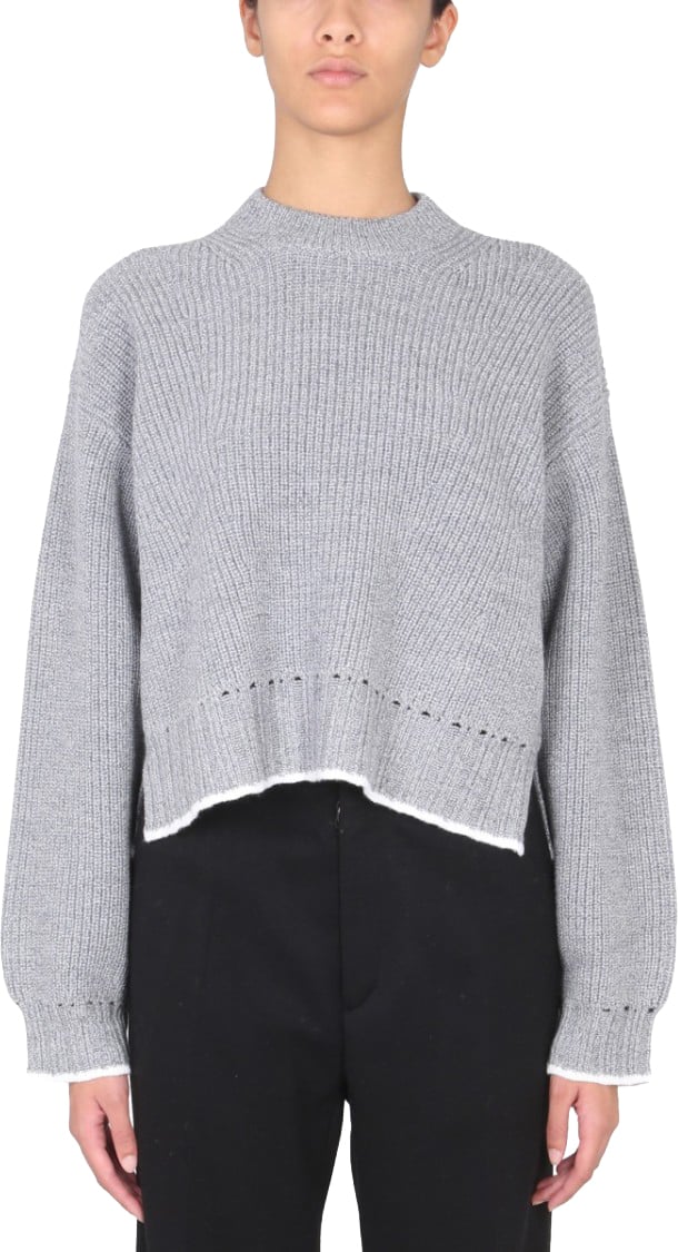 Proenza Schouler Turn-Neck Wool Jersey Sweater Wit