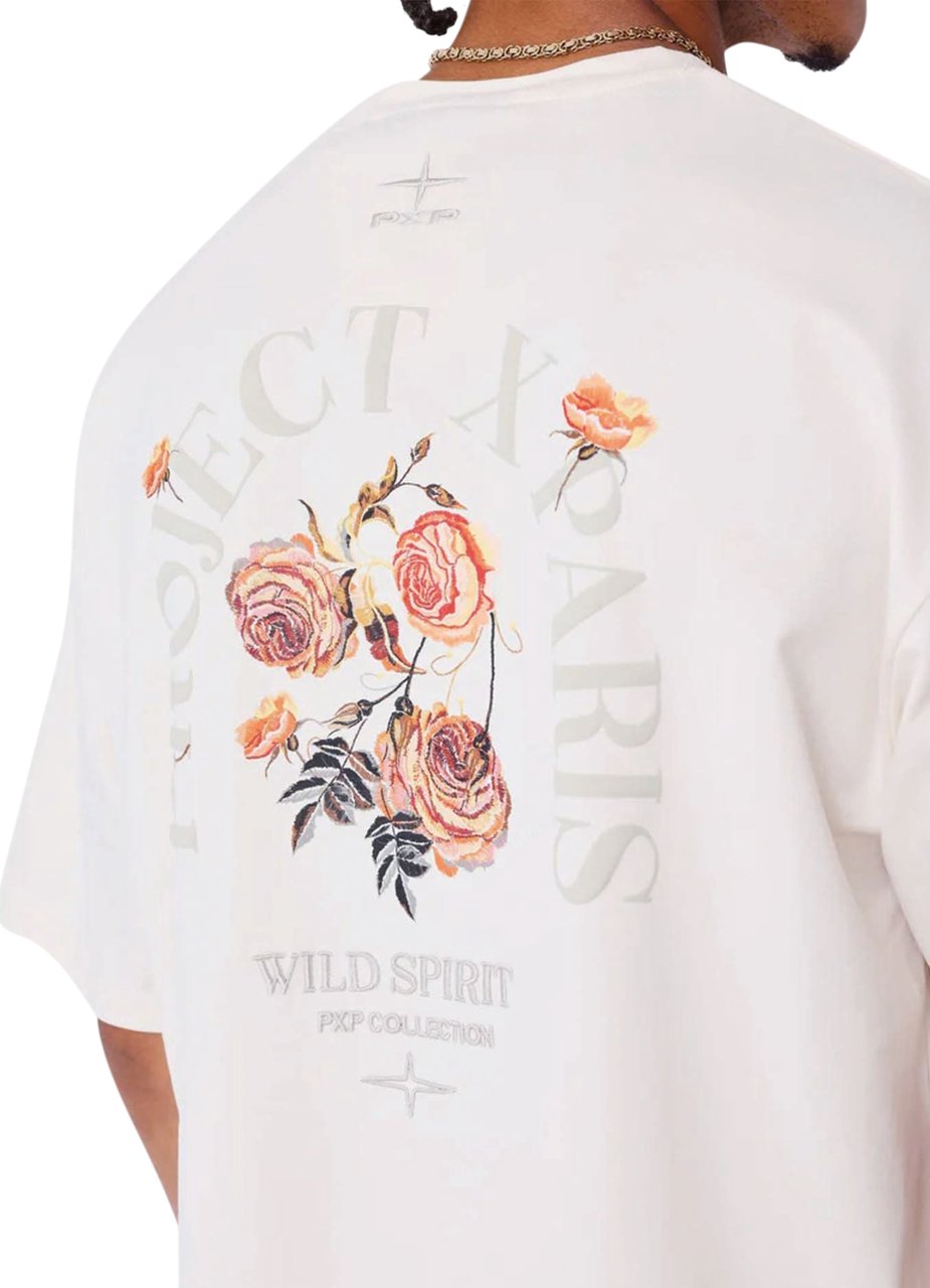 Project x Paris Project X Paris T shirt Gothic Roses Creme Beige