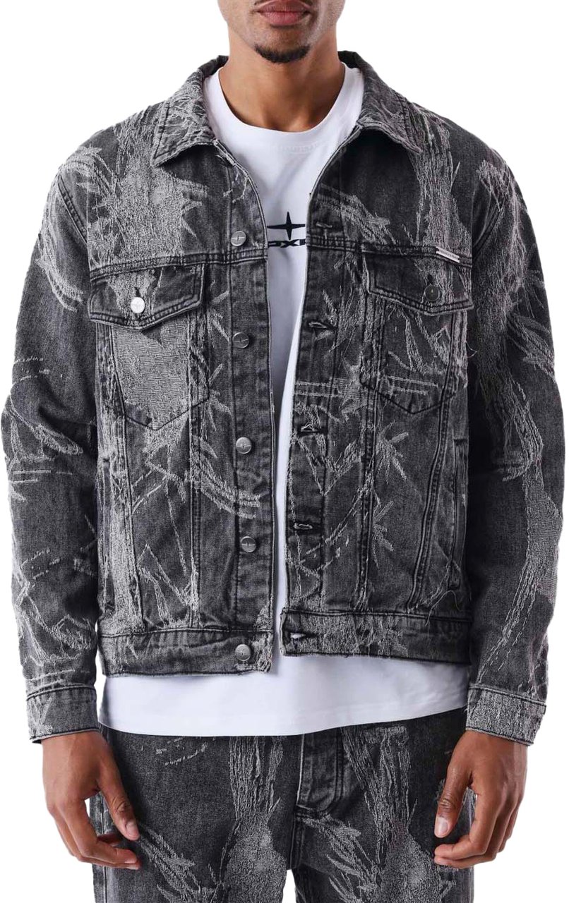 Project x Paris Project X Paris Plant Pattern Denim Jacket Grijs Grijs