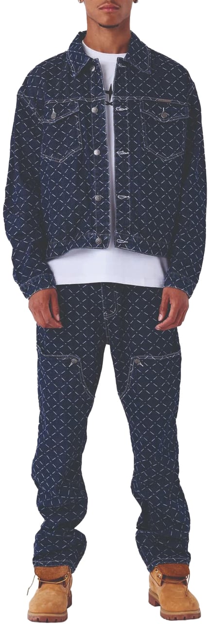 Project x Paris Project X Paris Pattern Denim Jacket Donkerblauw Blauw