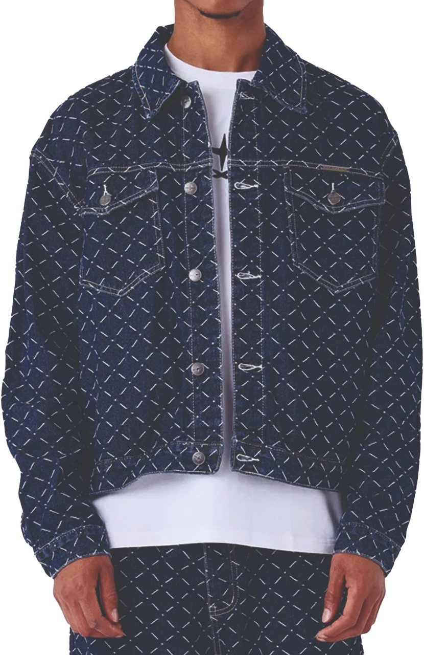 Project x Paris Project X Paris Pattern Denim Jacket Donkerblauw Blauw