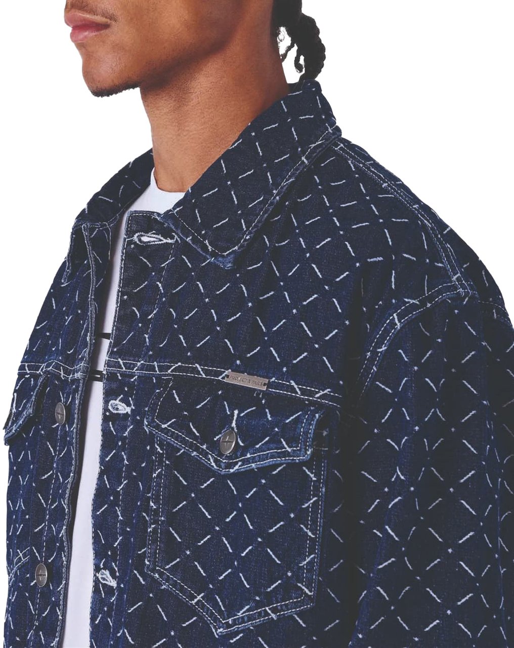 Project x Paris Project X Paris Pattern Denim Jacket Donkerblauw Blauw