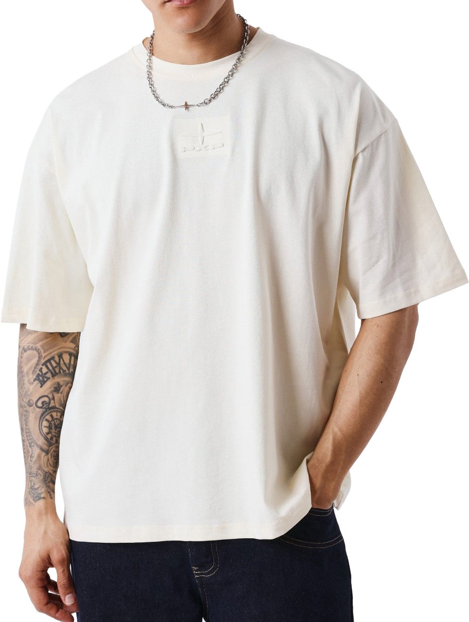Project X Paris T-shirt Reliëf Gebroken Wit Neutraal