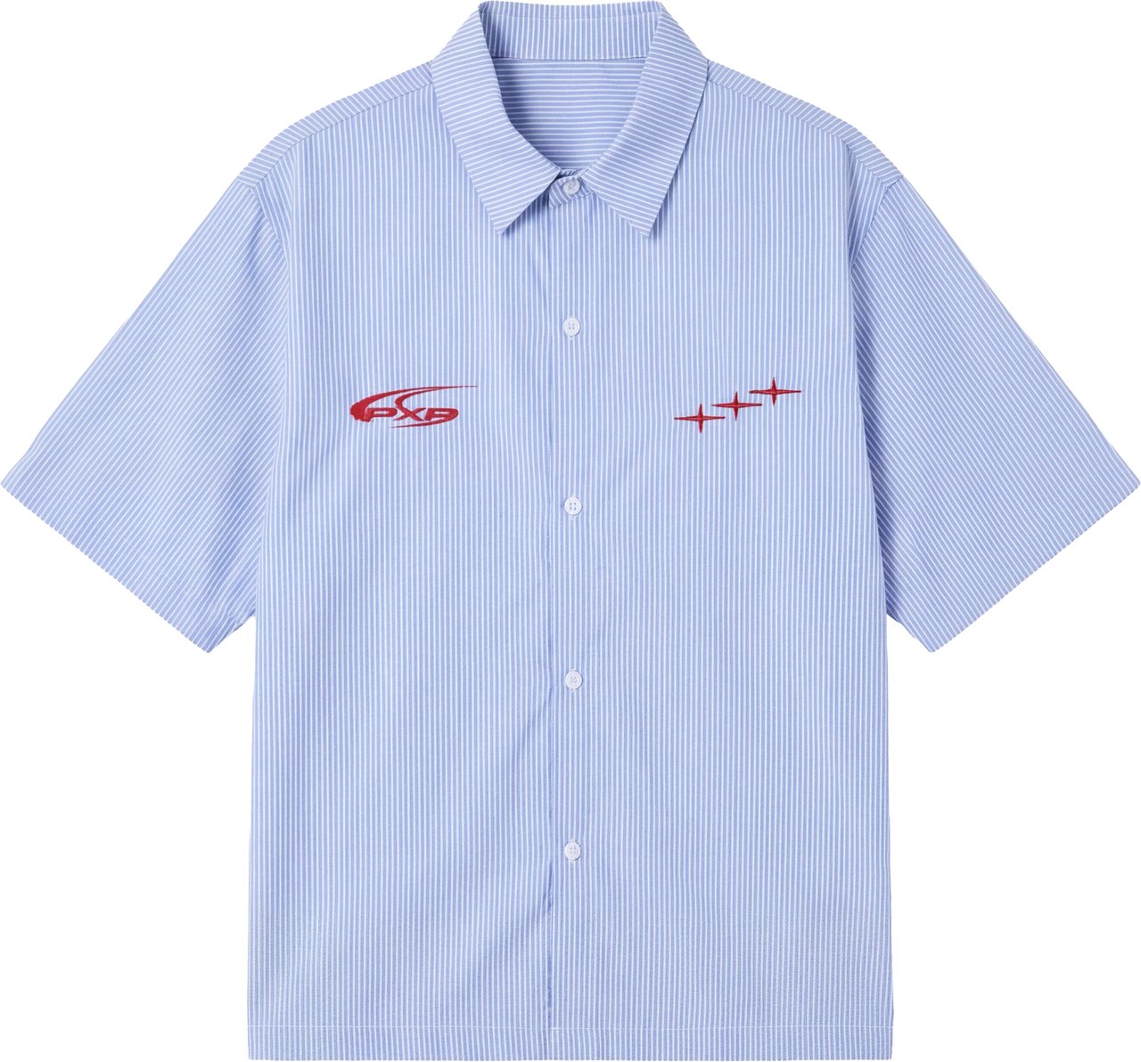 Project X Paris Pin-Stripe Cropped Loose Shirt Blauw Blauw