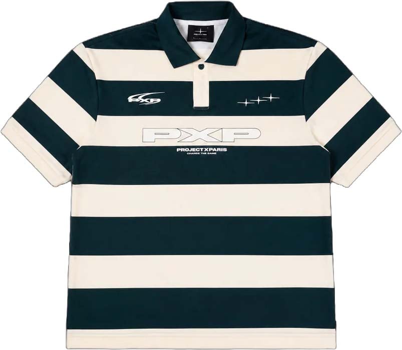Project X Paris Loose Horizontal Stripe Polo Wit Groen Groen
